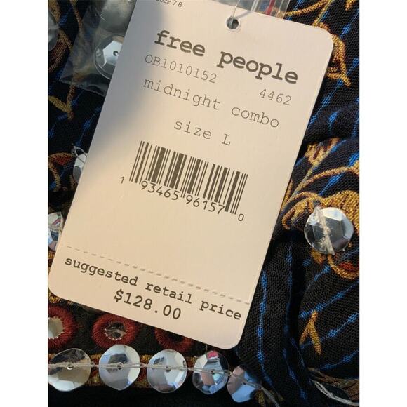 Free People Womens Rays Of Light Embellished Fringe Hem Trim Floral Jacket Large - Picture 6 of 9